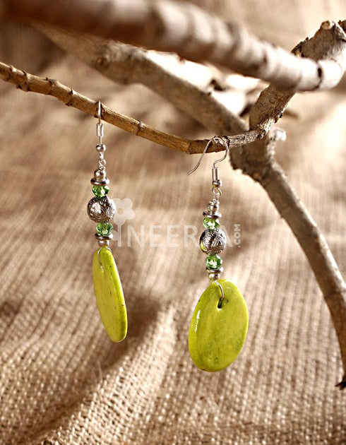 Oval Pendant earrings (Lime Green)